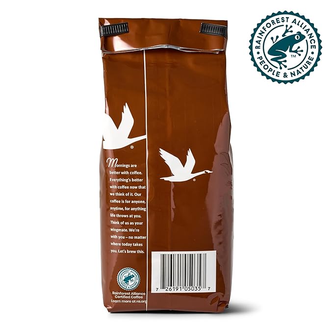 Wawa Ground Coffee Dark Roast, 12 oz Bag, Full Bodied Blend For Hot or Iced Coffee, Sweet, Spicy & Smoky Notes, Bold & Complex, 100% More Responsibly Sourced from Rainforest Alliance Certified Farms