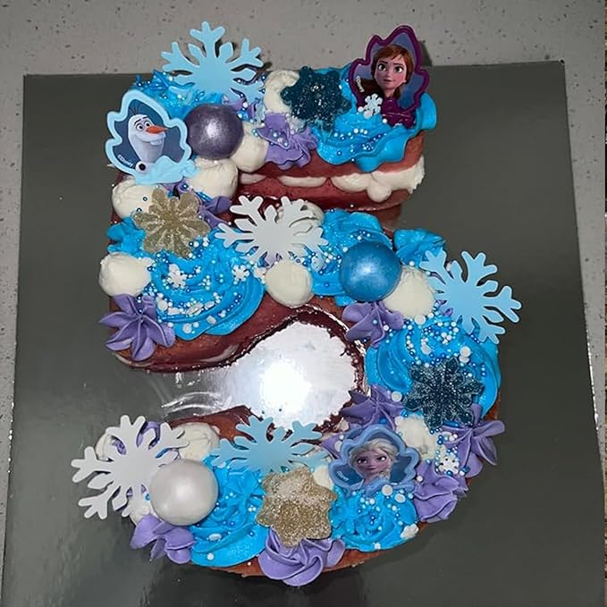 THJ 50PCS Edible Snowflakes Cupcake Toppers Blue&White Snowflakes Frozen Cake Decorations Wafer Paper Snowflake Cake Sprinkles for Christmas Winter Holiday Frozen Theme Party Supplies