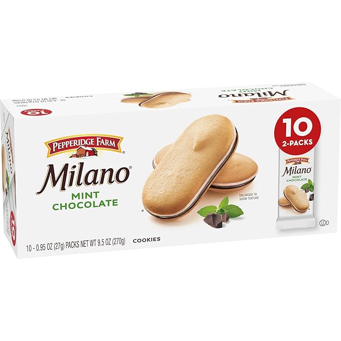 Pepperidge Farm Milano Cookies, Mint, 10 Packs, 2 Cookies per Pack