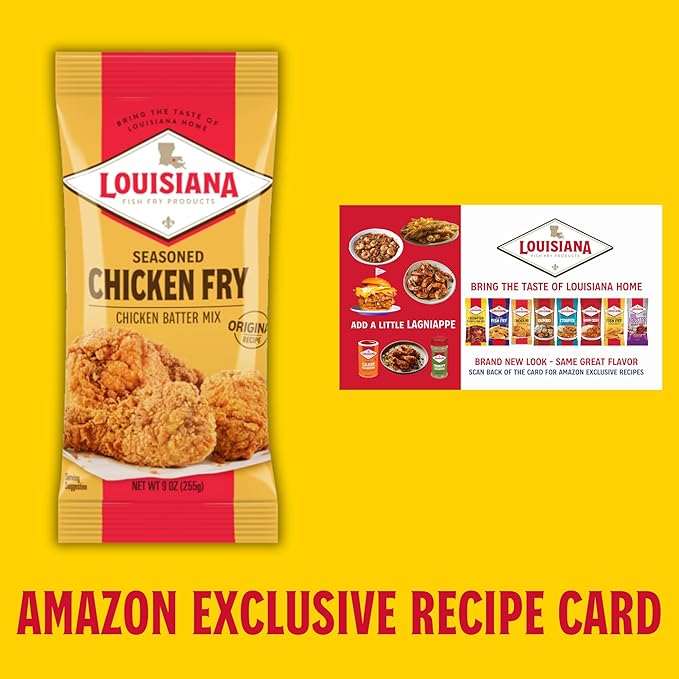 Louisiana Seasoned Chicken Fry Batter 9 oz (Pack of 3) - Crispy Southern Coating Mix for Fried Chicken - Delicious and Convenient Coating Filled with Cajun Flavor - Easy to Make Recipe - Just Add Water