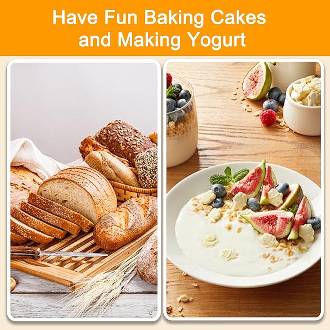 Heating Sourdough Bread Baking Supplies, Bread Proofer with 4 Temperature Settings, Round 9 Inch Foldable Silicone Basket, Yogurt & Pet Food Warmer