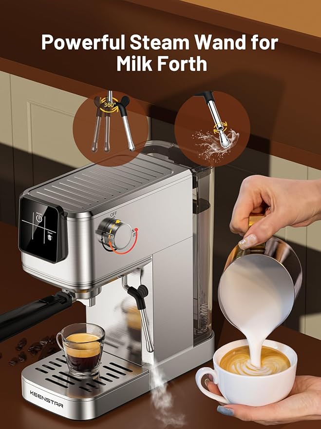 20Bar Espresso Machine with Rapid Cold Brew, Hot & Iced Coffee Machine, Espresso Maker with Milk Frother Steam Wand, Touch Screen with 40oz Water Tank for Latte, Cappuccino, Gift