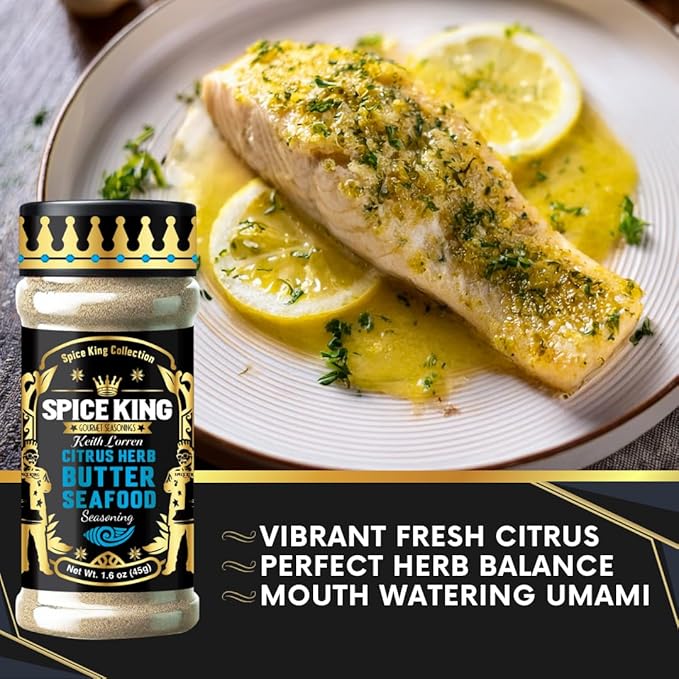 Spice King Citrus Herb Butter Seafood Seasoning - 1.8 Oz Shaker Bottle - Gourmet Seafood Boil Seasoning with Zesty Citrus & Buttery Herb Blend for Shrimp, Crab, Lobster & Fish