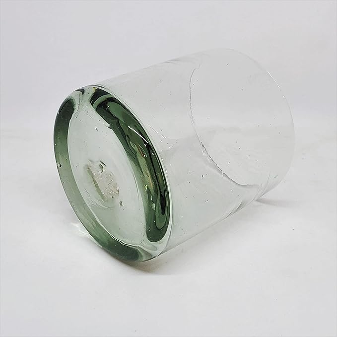 Clear Blown 8 oz DOF Rocks Glasses (set of 6) Mexican Handmade Glassware, Recycled Glass, Lead-free, Toxin-Free (DOF Rocks)