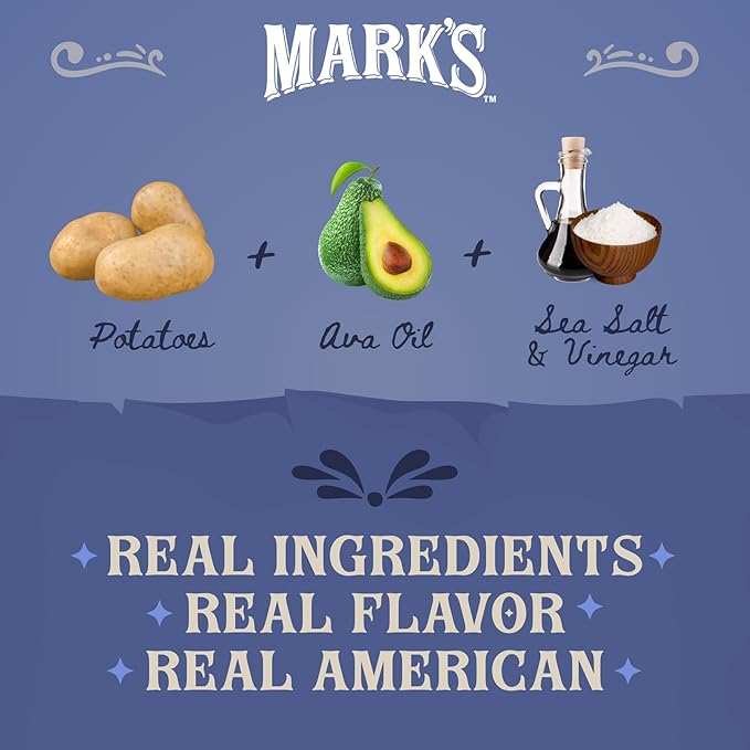 MARK???Kettle Cooked Avocado Oil Potato Chips, Sea Salt & Vinegar ??Seed Oil & GMO Free | Sea Salt and Vinegar, 5 oz (Pack of 3) | Gluten Free, Non-GMO, Chips for Clean & Healthy Snacking