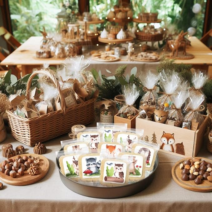 Woodland Cookies Baby Shower Birthday Themed | Individually Wrapped | Party Favors | 24 Pack Bulk | Forest Animals