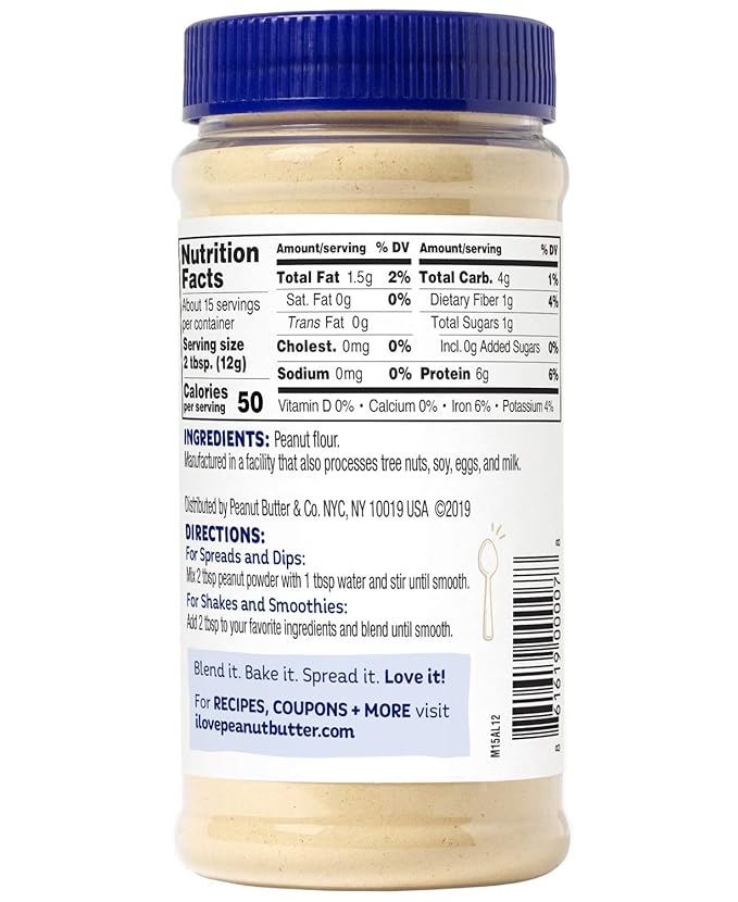 Peanut Butter & Co. Pure Peanut Powder, Non-GMO Project Verified, Gluten Free, Vegan, 6.5 Ounce Jars, Pack of 6
