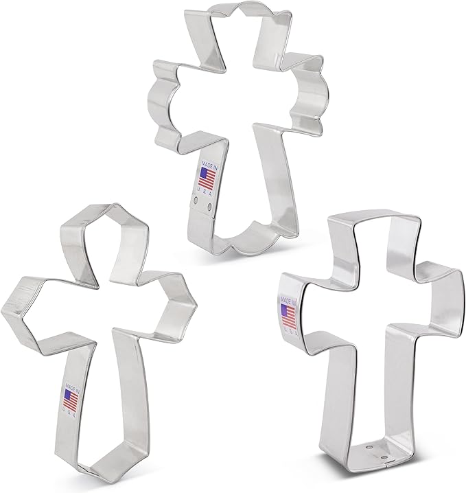 Ann Clark Cookie Cutters Cross Cookie Cutters 3-Pc. Set Made in USA, Holy Cross, Extra Large Cross, Fancy Cross