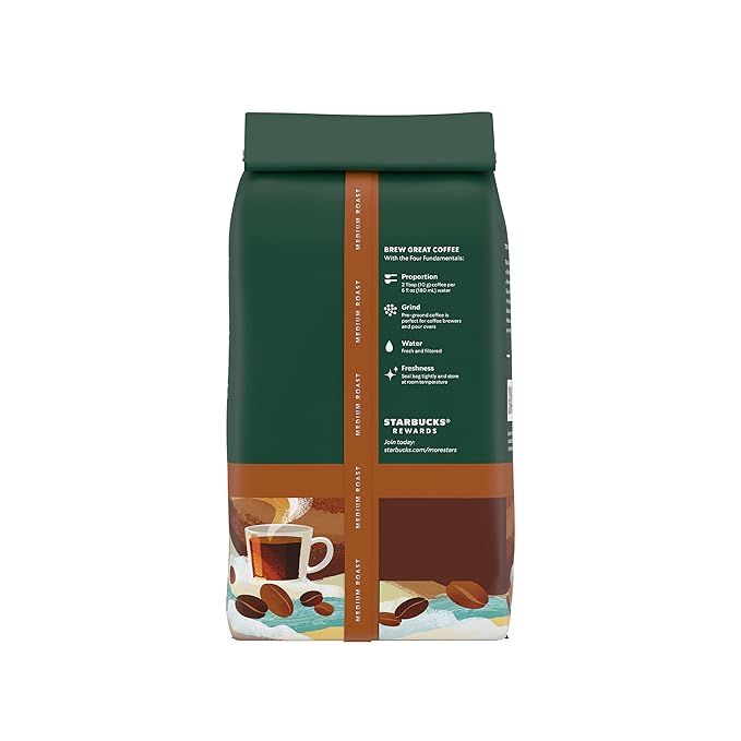 Starbucks Ground Coffee, Medium Roast Coffee, Breakfast Blend, 100% Arabica, 6 bags (12 oz. each)