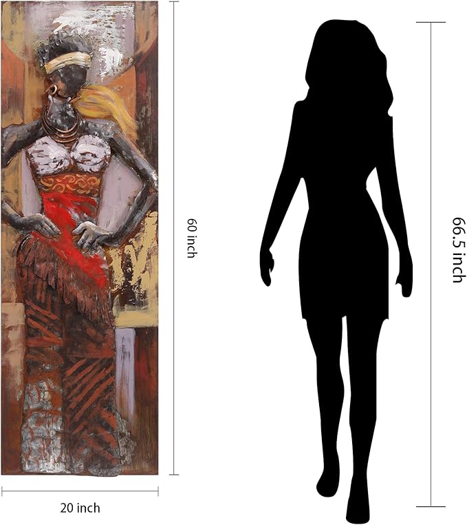Empire Art Direct Mixed Media Iron Wall Sculpture, Hand Painted Dimensional Metal Wall Art, Ready to Hang, 60" x 20" (Miss-tic)
