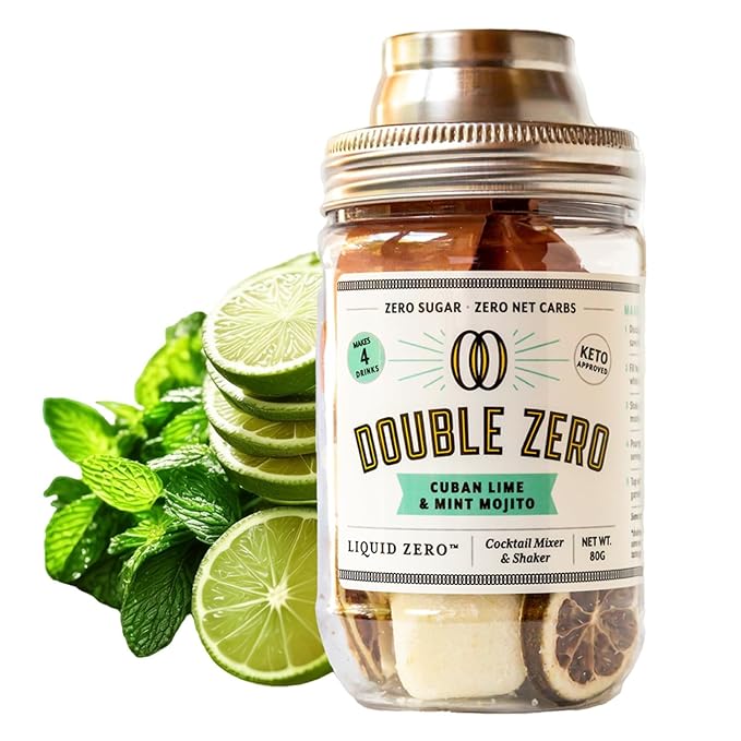 *NEWER VERSION WILL SHIP* Liquid Zero Double Zero Mojito Mix (New Version Makes 8 Drinks instead of 4, same original mix) Craft Cocktails, Sugar Free, Keto Friendly, No Artificial Aftertaste.