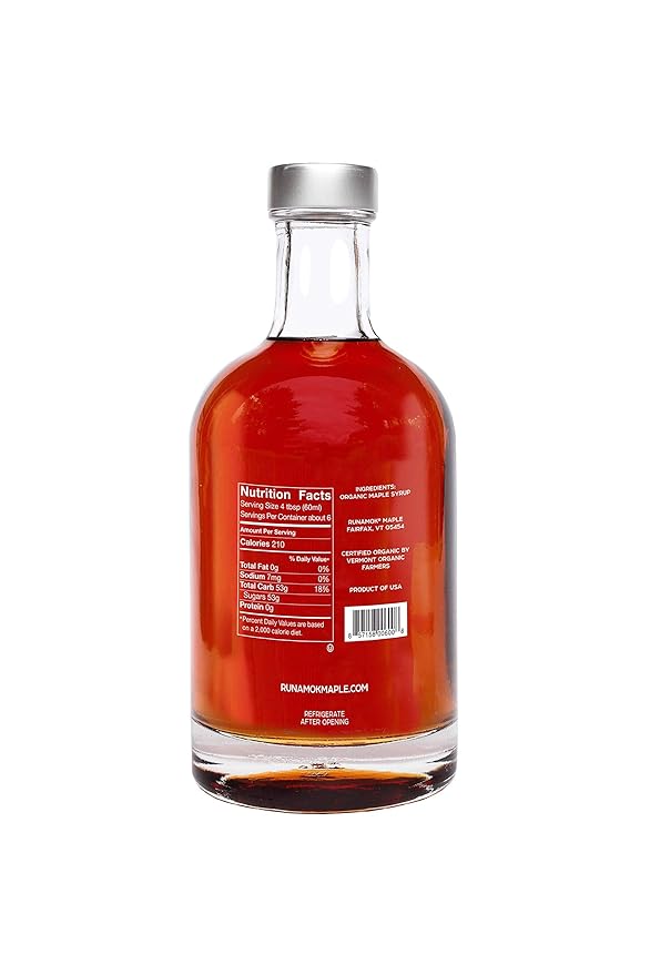 Runamok Maple Syrup Organic Sugarmaker's Cut - Grade A Vermont Maple Syrup, Amber Color, Rich Taste | Pure Organic Maple Syrup & 100% Natural | Classic Breakfast & Pancake Syrup | 12.68 Fl Oz (375mL)