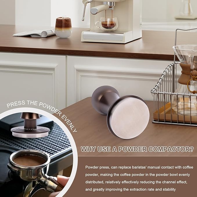 Stainless Steel Coffee Tamper 53.5mm - Heavy Duty Espresso Press for Espresso Machines, Ergonomic Handle & Precision Fit (Barista Kit Essential)