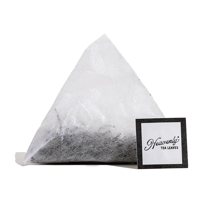 Heavenly Tea Leaves Organic English Breakfast (50 Pyramid Tea Bags), Bulk Compostable Black Tea Sachets - 100% Plastic Free, Premium Quality, Whole Tea Leaves in a Convenient Tea Bag