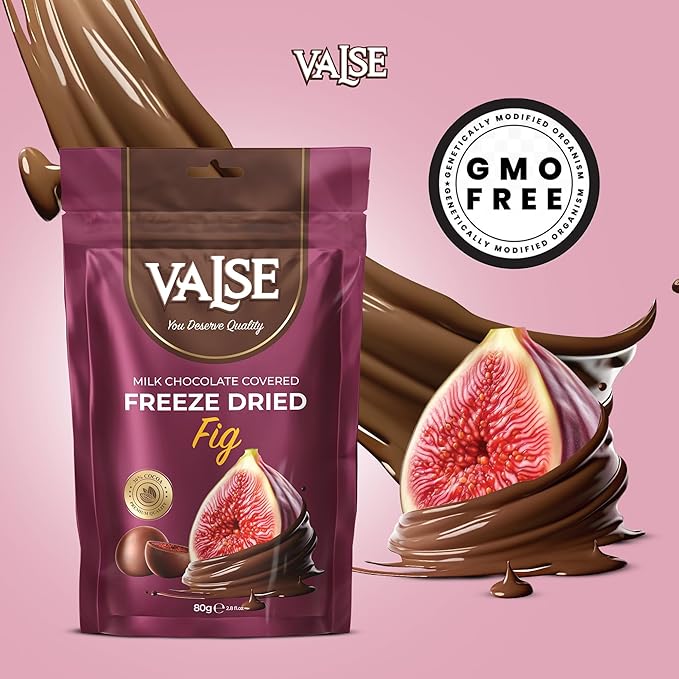 Chocolate Covered Fig, Milk Chocolate Covered Freeze Dried Fig, 2.8 oz Chocolate Covered Fruit, Chocolate Dipped Fig (Mini, Fig)
