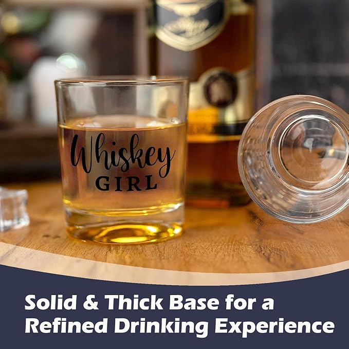 Whisky Lovers Gifts Glasses 10 oz, Whiskey Gifts for Women, Whiskey Girl Old Fashioned Rocks Glasses for Drinking Scotch Bourbon Cocktail Liquor Vodka