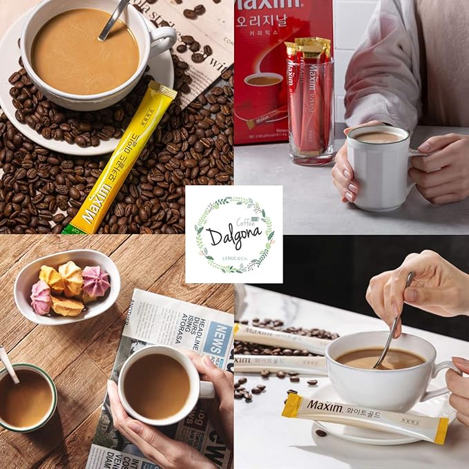 Korean 3 in 1 Instant Coffee Variety Sample Packets with Gift Box Set, Camping Essentials, Maxim Instant Coffee Mix Combination 20 Sticks