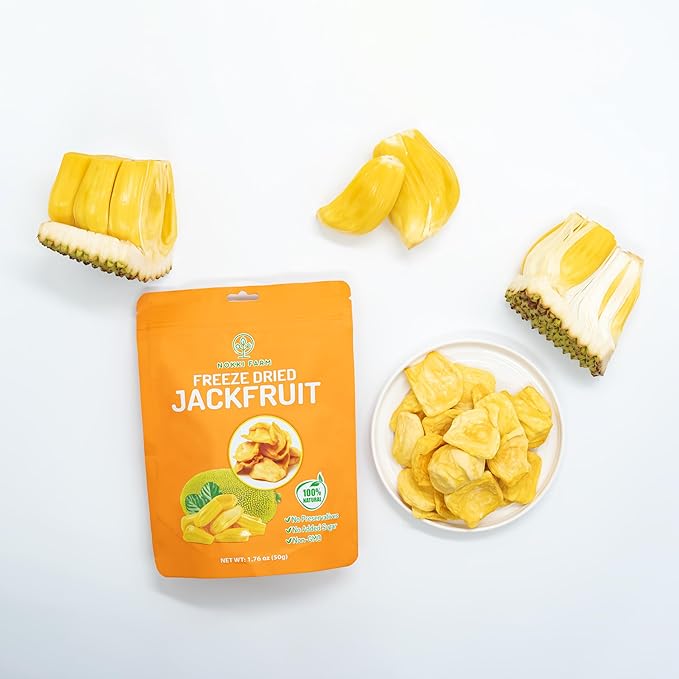 NOKKI FARM Freeze Dried Jackfruit - Healthy & Exotic Tropical Superfood Snacks, No Added Sugar or Preservatives, Kid-Approved, Shelf-Stable & Portable for On-The-Go Snacking - 1.76 Oz (Pack of 3)
