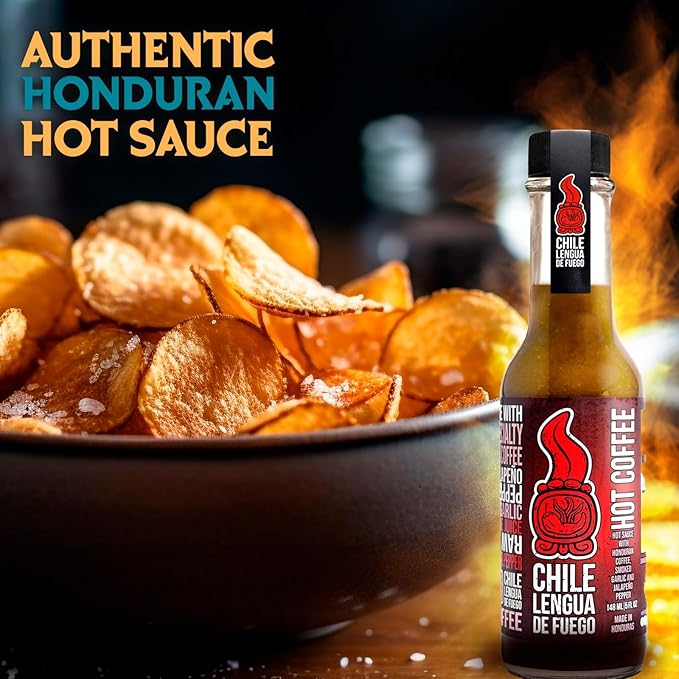 Chile Lengua de Fuego Hot Coffee Hot Sauce – 1 Bottle – Brewed Coffee, Jalapeño, Smoked Garlic & Lime – Bold, Savory Heat – Artisan Honduran Sauce – Small Batch, All-Natural