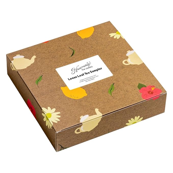 Heavenly Tea Leaves Organic Loose Leaf Tea Sampler Set (Approx. 90 Cups) - Assortment of Black Tea, Green Tea, Herbal Tea - High to No Caffeine - Great Hot or Iced - Premium Assorted Gifts Set