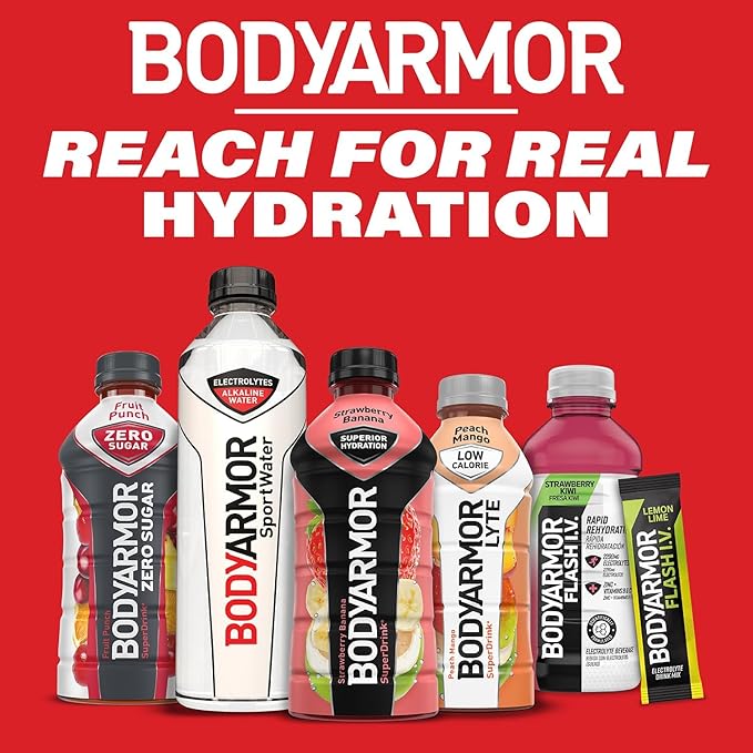 BODYARMOR SportWater Alkaline Water, Superior Hydration, High Alkaline Water pH 9+, Electrolytes, Perfect for your Active Lifestyle, 1 Liter (Pack of 12)