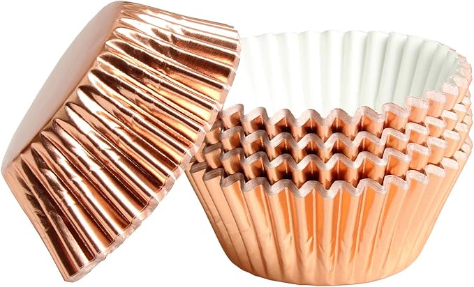 Rose Gold Foil Muffin Cupcake Liners case Baking Cups,Foil Cupcake Liners Standard Baking Cups Pack of 100 ??,<div>