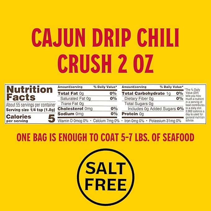 Louisiana Fish Fry Cajun Drip Chili Crush Butter Seasoning Mix - Seasoned Butter Sauce for Seafood - 2 oz. Bag (Pack of 3) - Just Add Butter and Toss with Seafood - Add a Burst of Flavor to Your Boiled Seafood with Cajun Drip