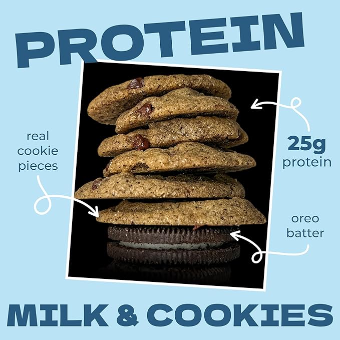 My Cookie Dealer Protein Cookies, Bite-Sized Crunchy Milk & Cookies (5oz, Pack of 6) - 25g Protein per Bag - Individually Wrapped Workout Snacks for On-The-Go Travel, Vegan