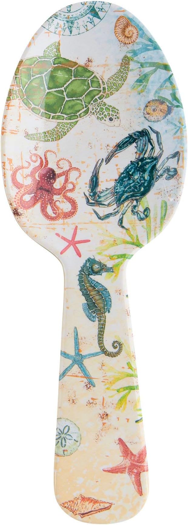 UPware Sea Life Melamine Salad Servers, Serving Utensil Set, Includes Serving Fork and Spoon for Tossing Salad, Multicolor, 10.75 Inch, Set of 2