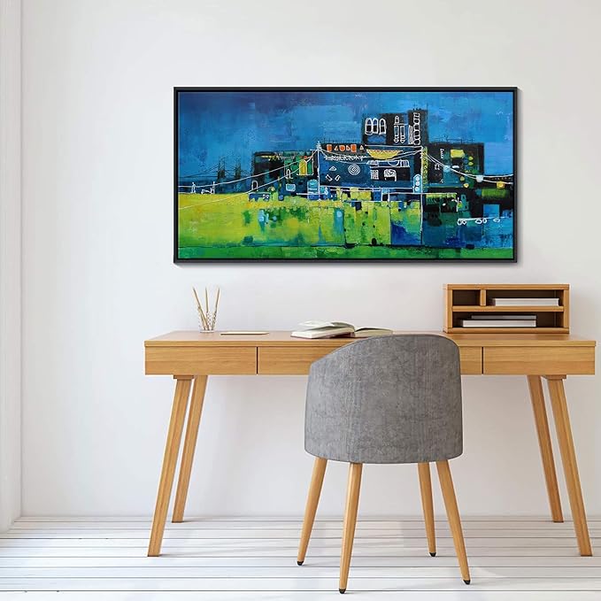 YDYSUNE Modern Abstract Wall Art for Living Room, Office & Bedroom Navy Blue City Wall Art Cityscape & Paintings for Bedroom Wall Art Pictures Wall Decor Artwork for Walls 20횞40IN