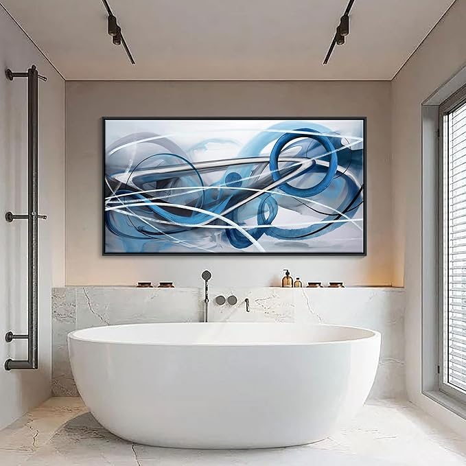 Blue Abstract Wall Art Modern Canvas Wall Decor Paintings Abstract Artwork for Living Room Pictures for Bedroom Office Home Decor Framed Artwork Decoration for Walls 29횞58IN