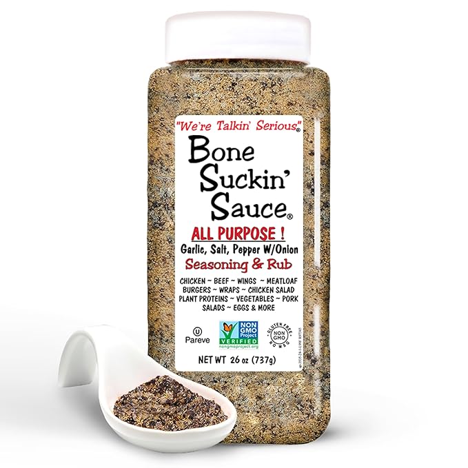 Bone Suckin' Sauce Bulk Seasoning & Rub - Brown Sugar, Garlic, Onion, Spices - Non-GMO, Gluten-Free, Fat-Free, Kosher, Pareve, No MSG (1 Pack, All Purpose)