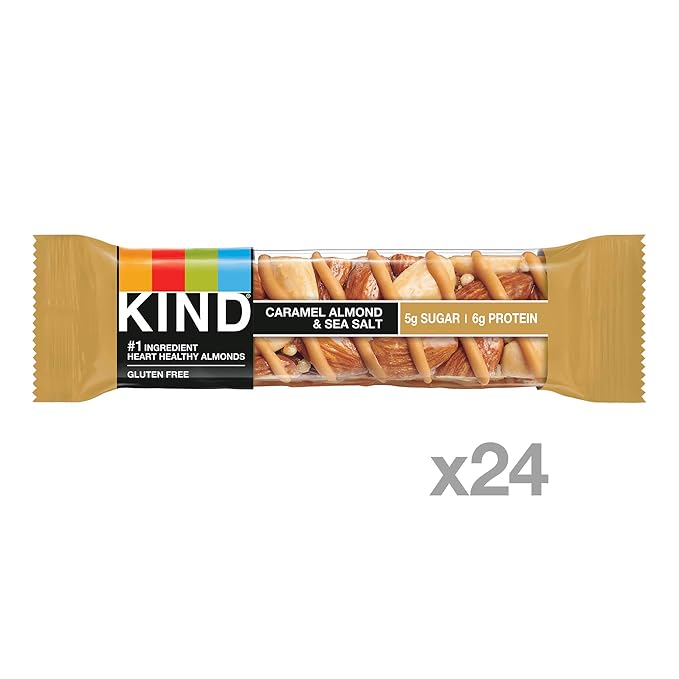 KIND Nut Bars, Caramel Almond & Sea Salt, Healthy Snacks, Gluten Free, Low Sugar, 6g Protein, 24 Count