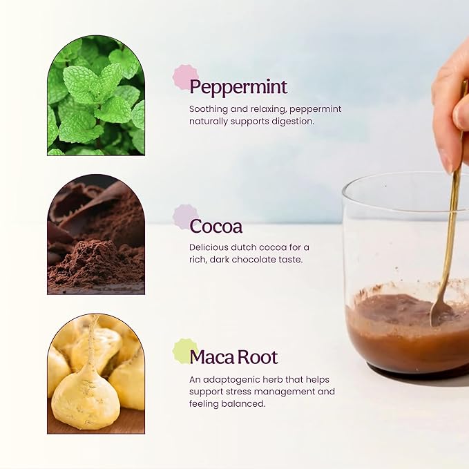 Blume Peppermint Cacao Blend - Superfoods latte with Brain Boosting Adaptogen Organic Cacao - Keto Friendly & Vegan Hot Chocolate - 30 Servings