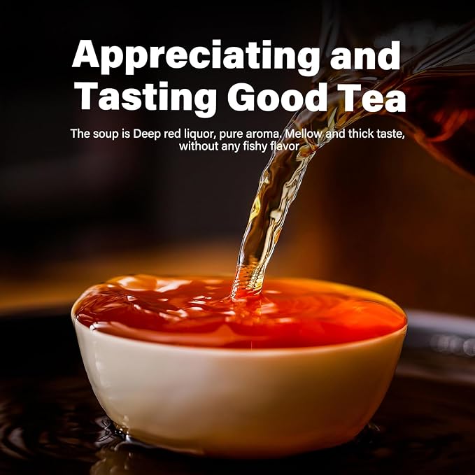 YUANSHENG Organic Puerh Tea Cake, Yunnan Ancient Tree Ripe Pu-erh Tea Cake, Rich Smooth and Mellow, Individually Wrapped, Aged Fermented tea, Perfect for Gifting, Collection, Daily Brewing 5.29 Oz
