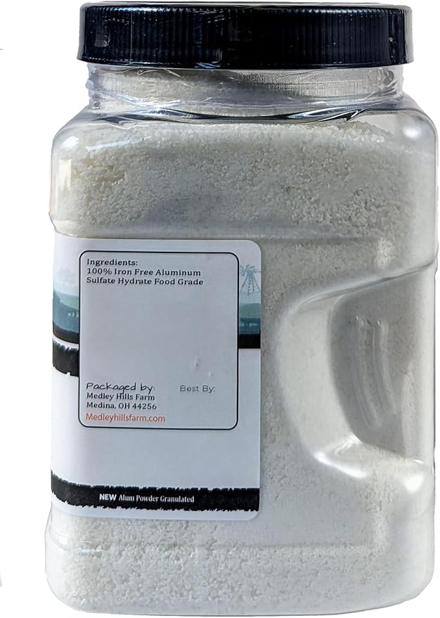 Alum Powder Granulated Food Grade 2 lbs. - by Medley Hills Farm in Reusable Container - Granulated Potassium Alum Powder - Made in The USA