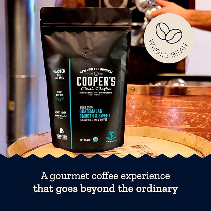 Organic Cold Brew Coffee - Guatemalan Coffee Beans Crafted For Cold Brewing - Whole Bean or Coarse Grind, Medium Roast, 2 lb