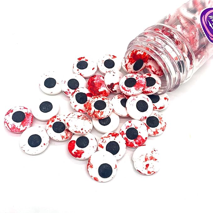 Weraru Big Candy Bloody Red Eyeballs Eye Ball Sweets Cake Cupcake Toppers Cookie Dessert Sprinkles Decorations for Birthday Party Supplies 3.4 Ounce