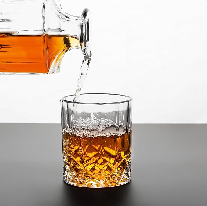 KANARS Old Fashioned Whiskey Glasses - 10 Oz Crystal Rocks Barware Set of 2 for Scotch, Bourbon, Rum, Liquor and Cocktail Drinks - Unique Whisky Gift for Men Dad