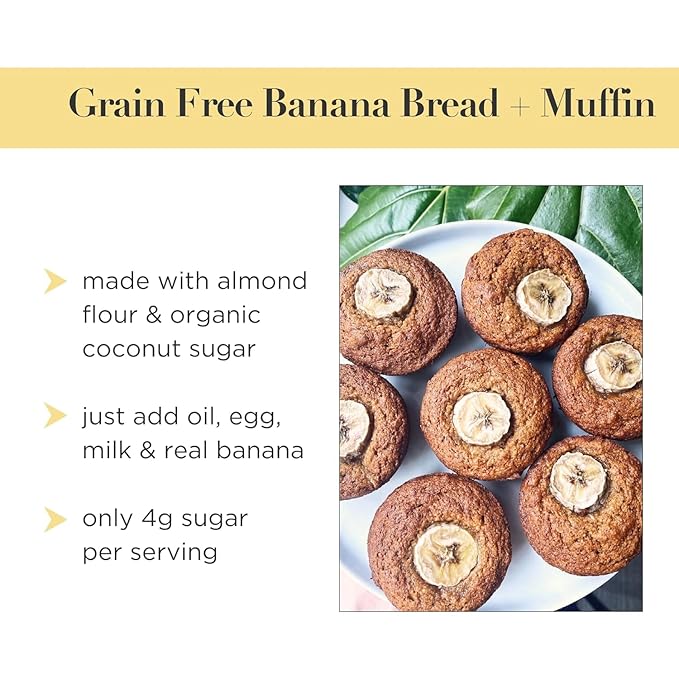 Stellar Eats Grain-Free Banana Bread & Muffin Baking Mix | Gluten-Free, Dairy-Free, Low Sugar, Plant-Based | Naturally Sweet with Coconut Sugar | Makes 1 Loaf or 12 Muffins | 2 Pack