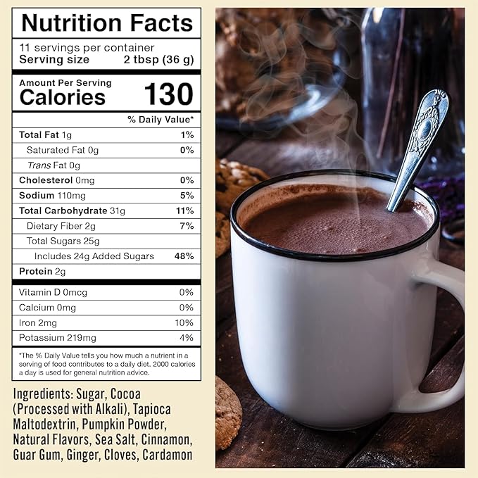 Castle Kitchen Pumpkin Spice Hot Chocolate (4 Pack,14 oz Ea.) - Dairy Free, Vegan Hot Cocoa Mix made With Decadent Dark Chocolate and Natural Flavors - Just Add Water - No Artificial Sweeteners