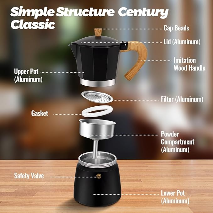 12 Cup Aluminum Moka Pot Classic Stovetop Espresso Coffee Maker 600ml 20oz Coffeemaker Percolator Mocha Pot Greca Coffee Maker Cafe Makers for Italian and Cuban Cafì±?Brewing Black