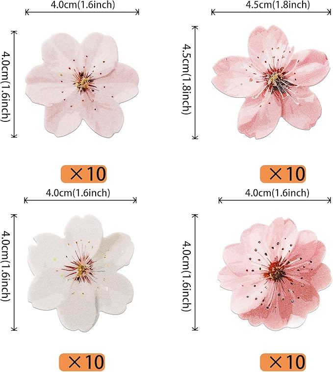40 PCS Edible Cherry Blossoms Cupcake Toppers Edible Cherry Blossoms Flowers Cake Decorations Wafer Paper Flowers Cupcake Topper for Baby Shower Kids Birthday Party Decorations Supplies Colorful