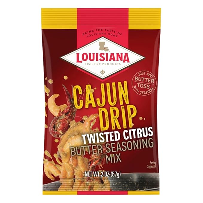 Louisiana Fish Fry Cajun Drip 2oz Bag - Seafood Seasoned Butter Sauce - Elevate your boiled seafood game with Louisiana Fish Fry Cajun Drip (Variety Pack - Try All Three)