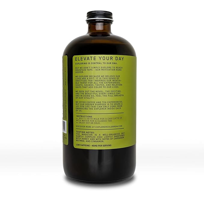 Explorer Organic Chai Tea Concentrate, Magician Spiced Honey, Drink Iced or Hot, 32 fl oz, Makes 8 Cups