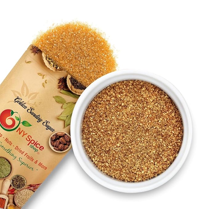 NY Spice Shop Golden Sanding Sugar - 8 Ounce Sweet Colorful Edible Sprinkles For Candy Dish - Sugar Sprinkles For Cake Decorating Cookies Basket & Dishes