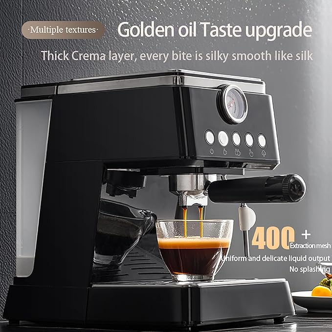 Espresso Machine 20 Bar, Upgraded 1300W Espresso Maker with Milk Frother Steam Wand, Semi-Automatic Espresso Coffee Machines for Home, for Cappuccino, Latte, 50oz Removable Water Tank (black)