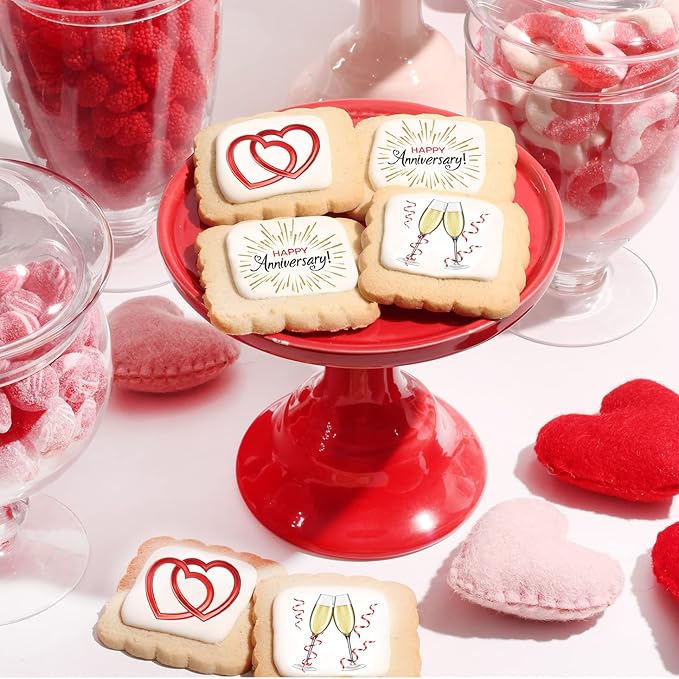 Happy Anniversary Cookies Party Favors | 24 PACK | Dessert Reception Decorated Treats Individually Wrapped Sugar Cookie Gift Basket