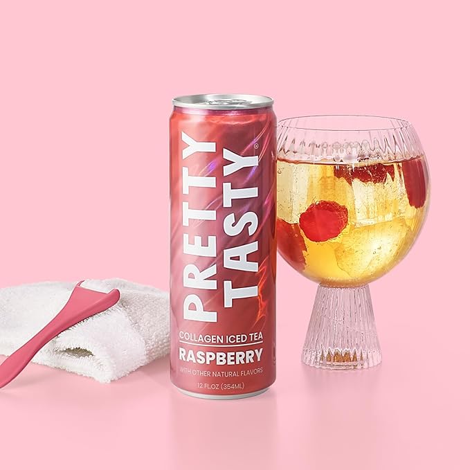 Pretty Tasty Radiance Collagen Tea - Beauty and Wellness - 10g Collagen Peptides Mix - 12 Pack (Raspberry Radiance)
