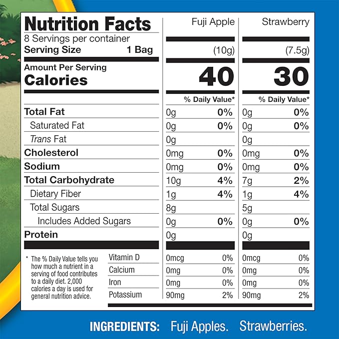 Brothers All Natural Disney Freeze Dried Fruit Crisps, Variety Pack, 8 Single Serve Bags, Fuji Apple, Strawberry, Made with 100% Fruit, Gluten Free, Soy Free, Vegan, Heathy Snack, Lunch Box Ready
